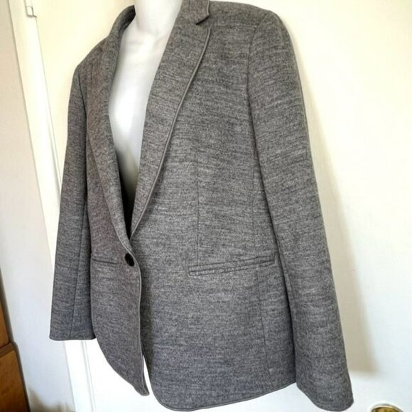ANN TAYLOR SIZE 12 GRAY WOOL BLEND HUTTON BLAZER - Picture 5 of 11